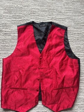 lorenzo Red Textured Vest with Black Lining